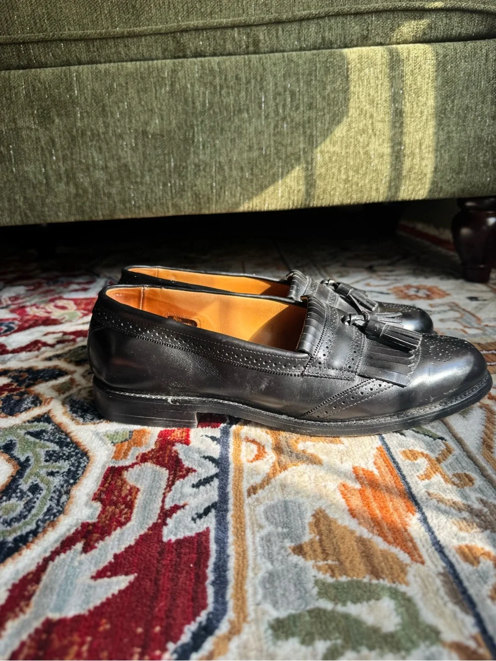 Allen Edmonds Bridgeton Black Leather Tassel Kiltie Loafers Mens 10 D